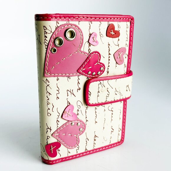 Fossil Pink Heart Leather Bifold Wallet NOS - Picture 2 of 12